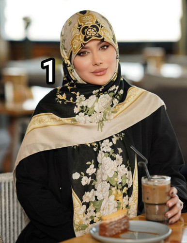 روسری زنانه نخی وال ترک قواره ۱۴۰ دور دست دوز