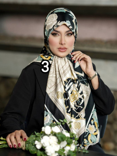 روسری مجلسی زنانه ابریشم ژاکارد قواره 140