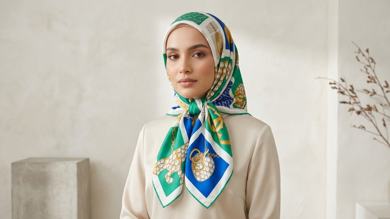 روسری مجلسی زنانه ابریشم توییل قواره ۱۰۰