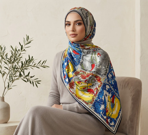 روسری ابریشمی زنانه مجلسی قواره ۱۴۰